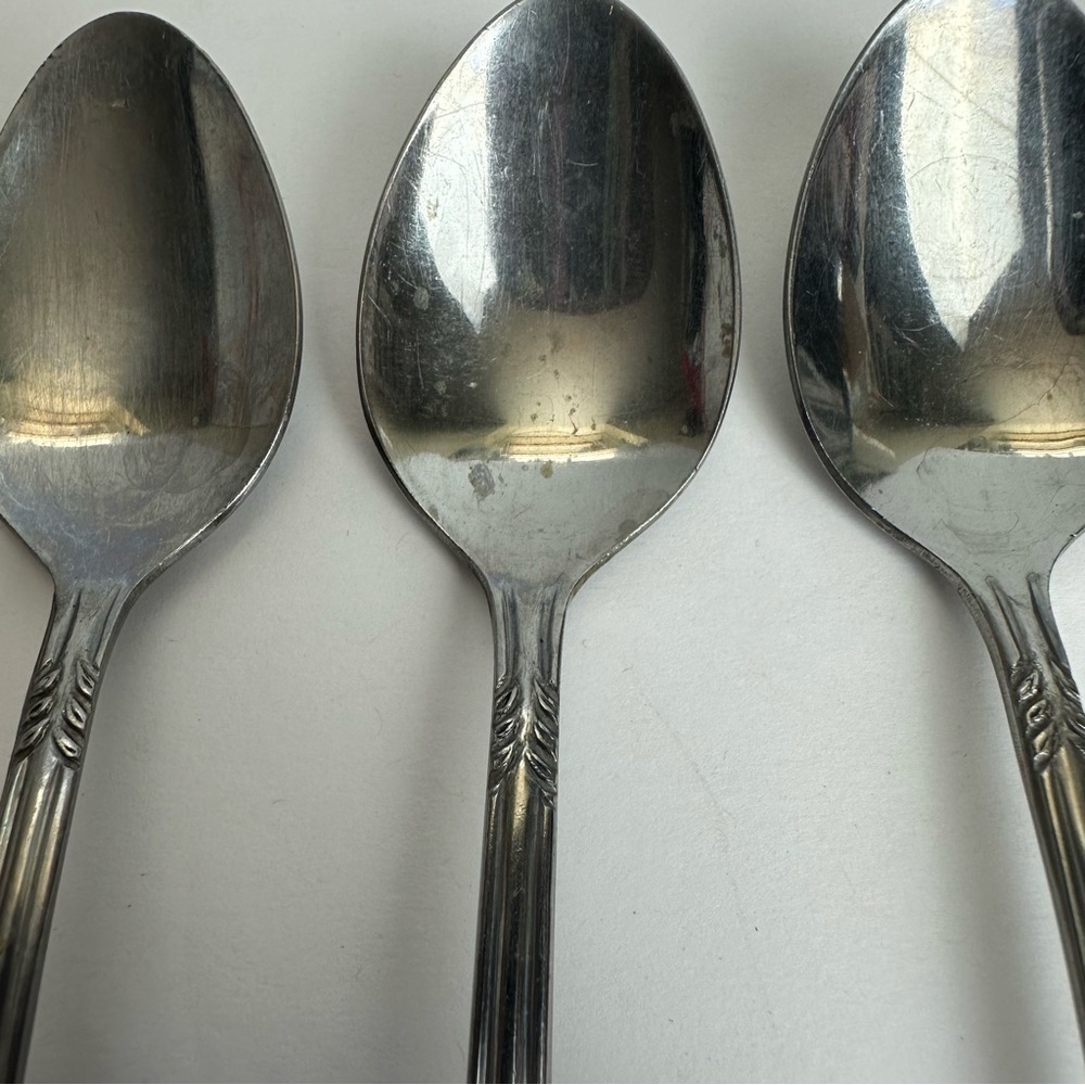 Custom Craft Ice Teaspoons Stainless Steel Floral Tapered Flatware SET OF 10 - Picture 4 of 8